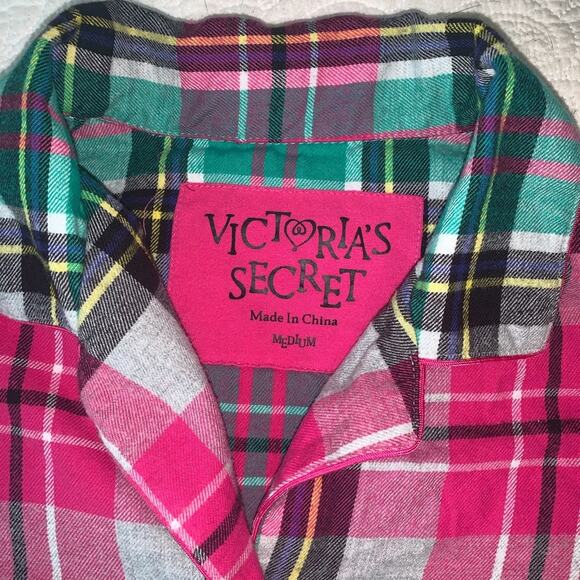 NWOT Victoria Secret Flannel Sleep Top Size  could be flannel shirt Size Med - Picture 2 of 5